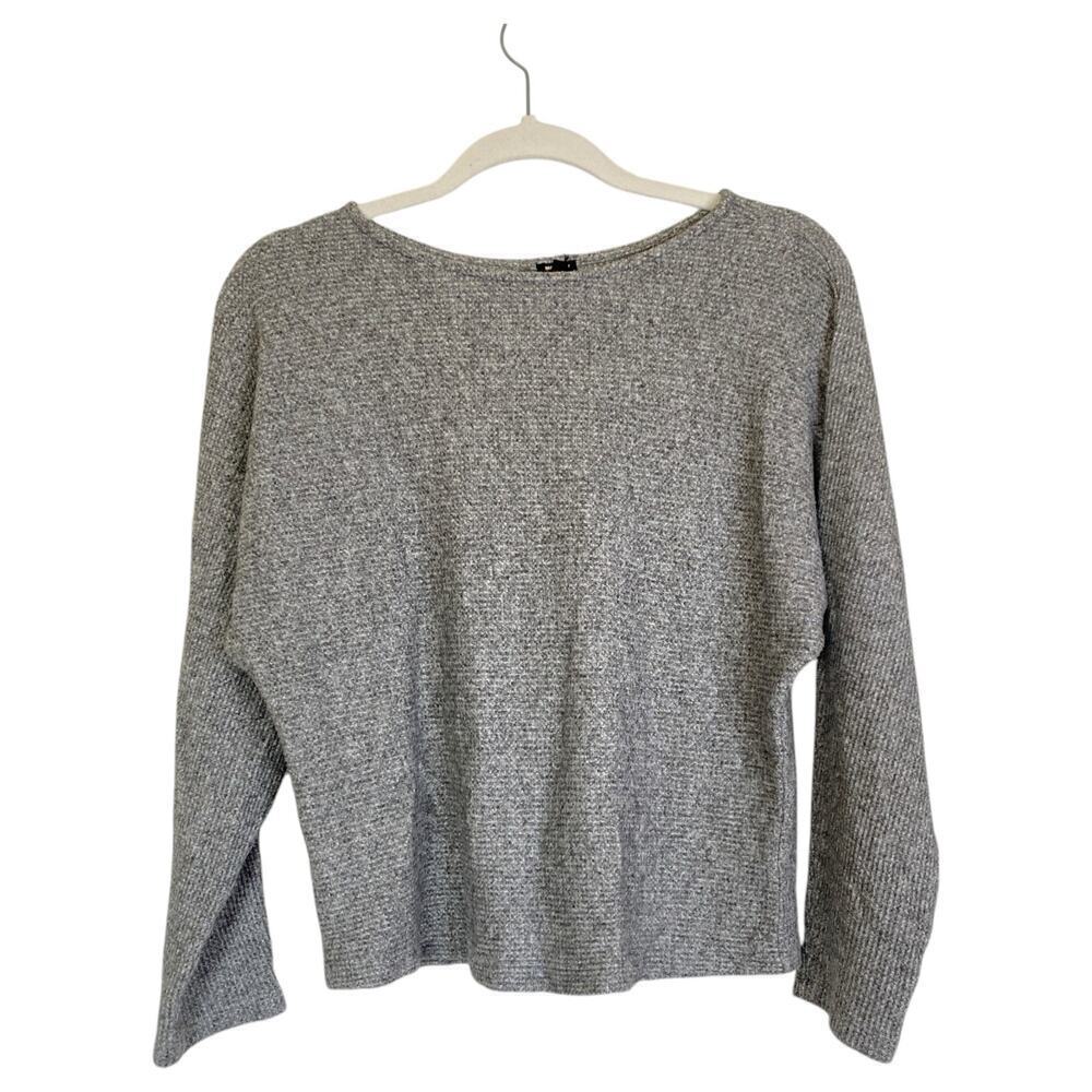 MONROW Gray Waffle Knit Thermal Sweater Size Small Basic Lounge Casual Revolve